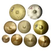 Graduated set of nine drum kit cymbals comprising Pearl 51cm (20") ride