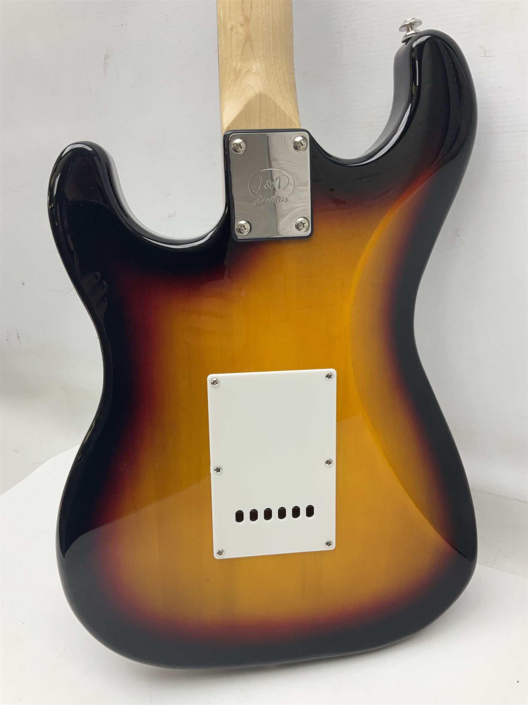 J & D Guitars cut-away electric six-string guitar with three-colour sunburst finish L99cm; in carryi - Image 6 of 26