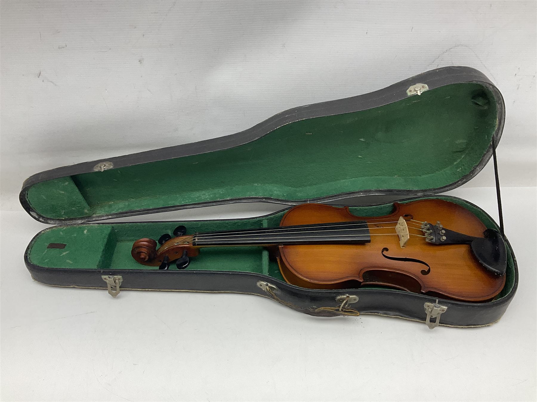 Chinese Parrot violin with 35.5cm two-piece back; L59.5cm in carrying case; and early 20th century G - Image 15 of 34