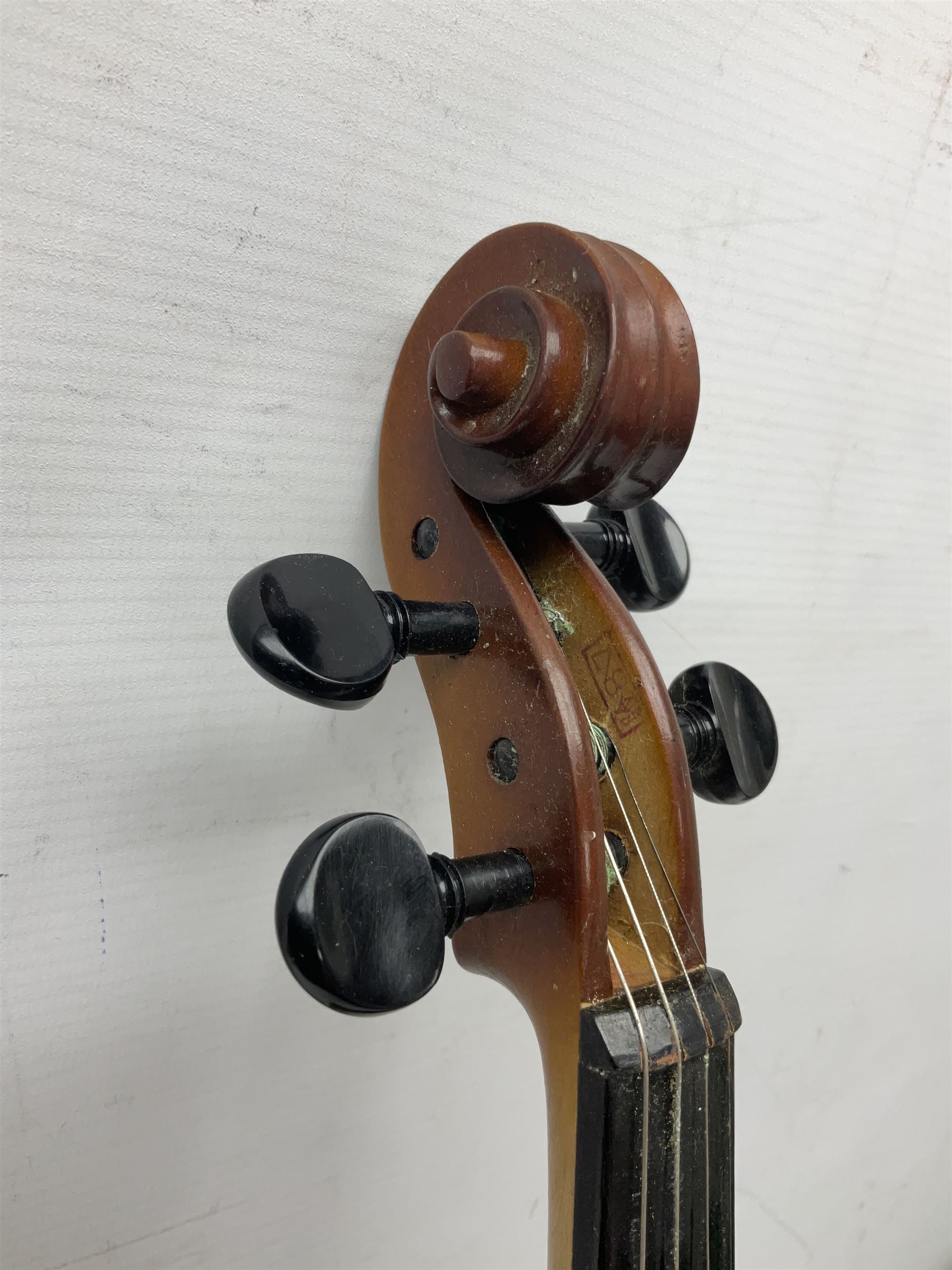 Chinese Parrot violin with 35.5cm two-piece back; L59.5cm in carrying case; and early 20th century G - Image 20 of 34