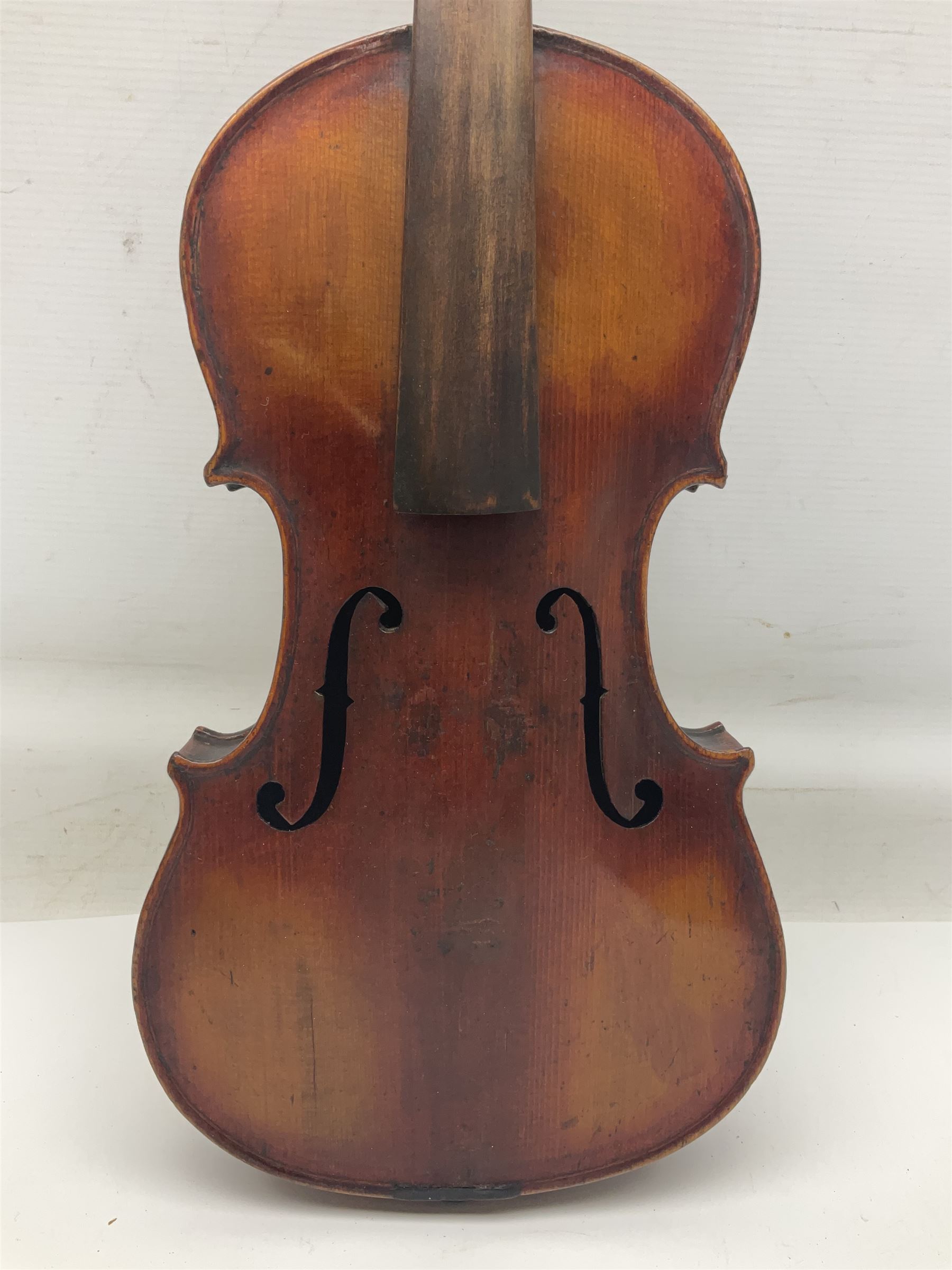 Saxony violin c1890 with 35.5cm two-piece maple back and ribs and spruce top L59cm overall; in carry - Image 2 of 15