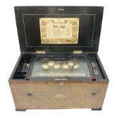 Large late 19th century Swiss bells-in-sight musical box with 27.5cm cylinder playing eight airs on