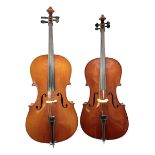 Modern Hungarian half-size cello with 69cm two-piece maple back and ribs and spruce top L114cm overa
