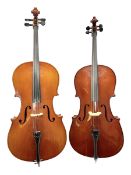 Modern Hungarian half-size cello with 69cm two-piece maple back and ribs and spruce top L114cm overa