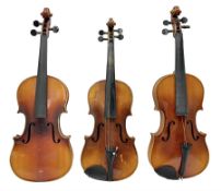 Czechoslovakian violin c1920 with 36cm two-piece maple back and ribs and spruce top