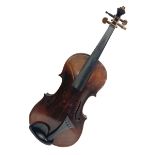 Czechoslovakian violin stamped LIZST c1920 with 35.5cm two-piece maple back and ribs and spruce top
