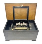Swiss - 19th century five butterfly bells in sight cylinder music box in a mahogany and ebonised ca