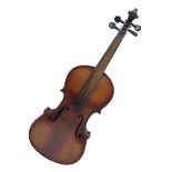 Saxony violin c1890 with 35.5cm two-piece maple back and ribs and spruce top L59cm overall; in carry