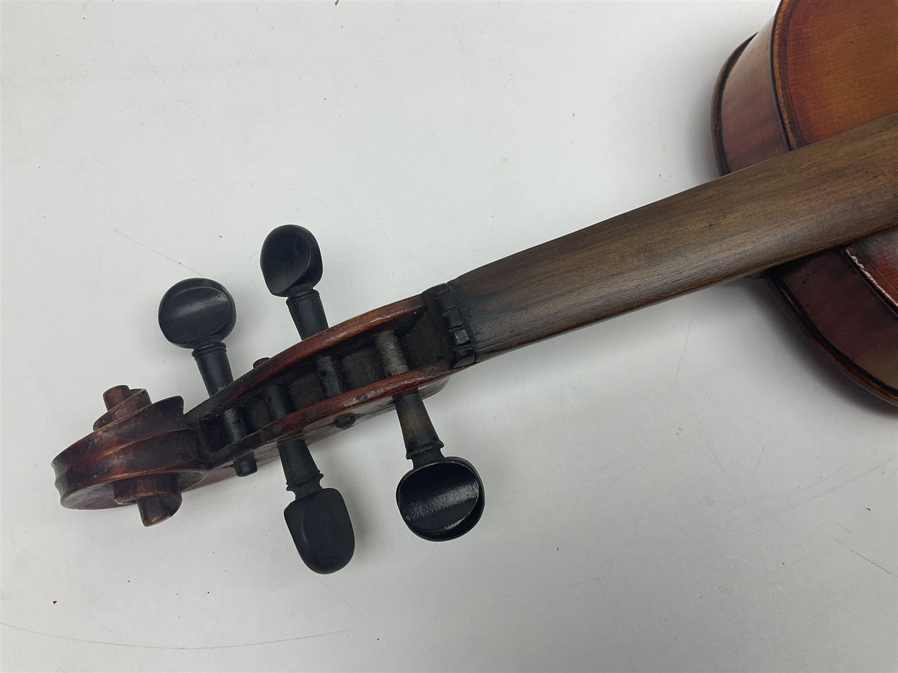 Saxony violin c1890 with 35.5cm two-piece maple back and ribs and spruce top L59cm overall; in carry - Image 7 of 15