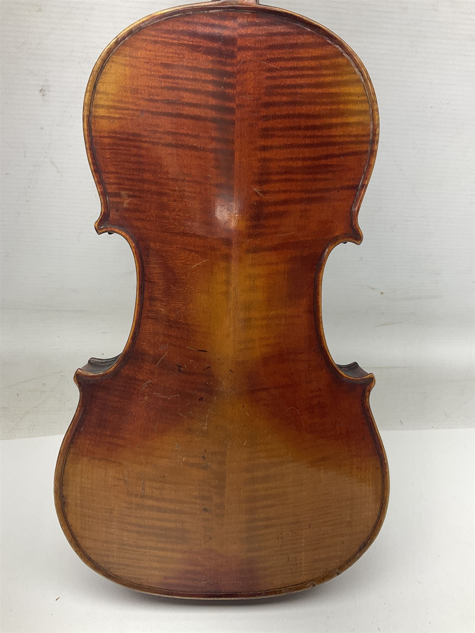 Saxony violin c1890 with 35.5cm two-piece maple back and ribs and spruce top L59cm overall; in carry - Image 4 of 15