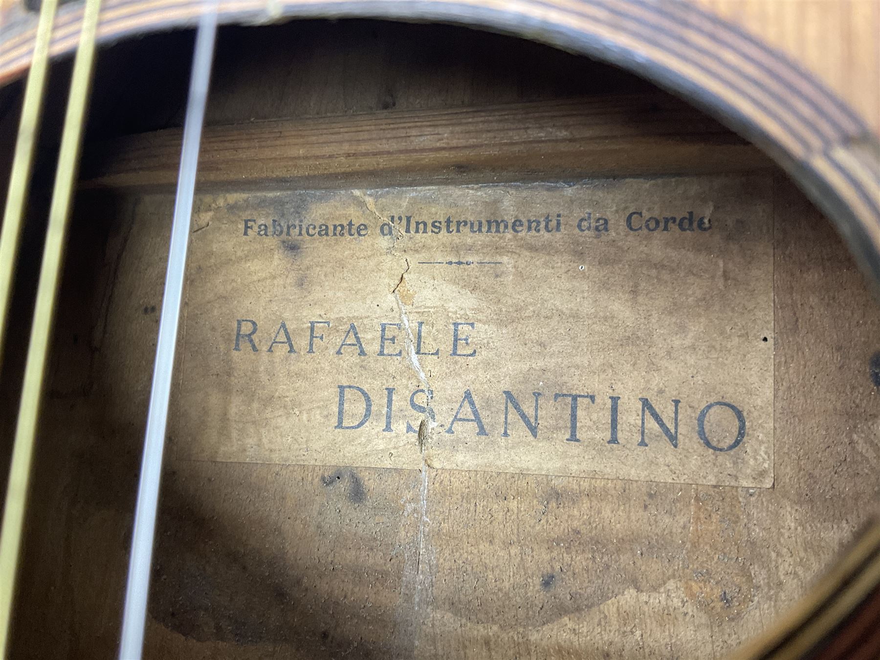 Early 20th century Italian Rafaele Disantino eight-string mandolin with two-piece back and spruce to - Image 12 of 14