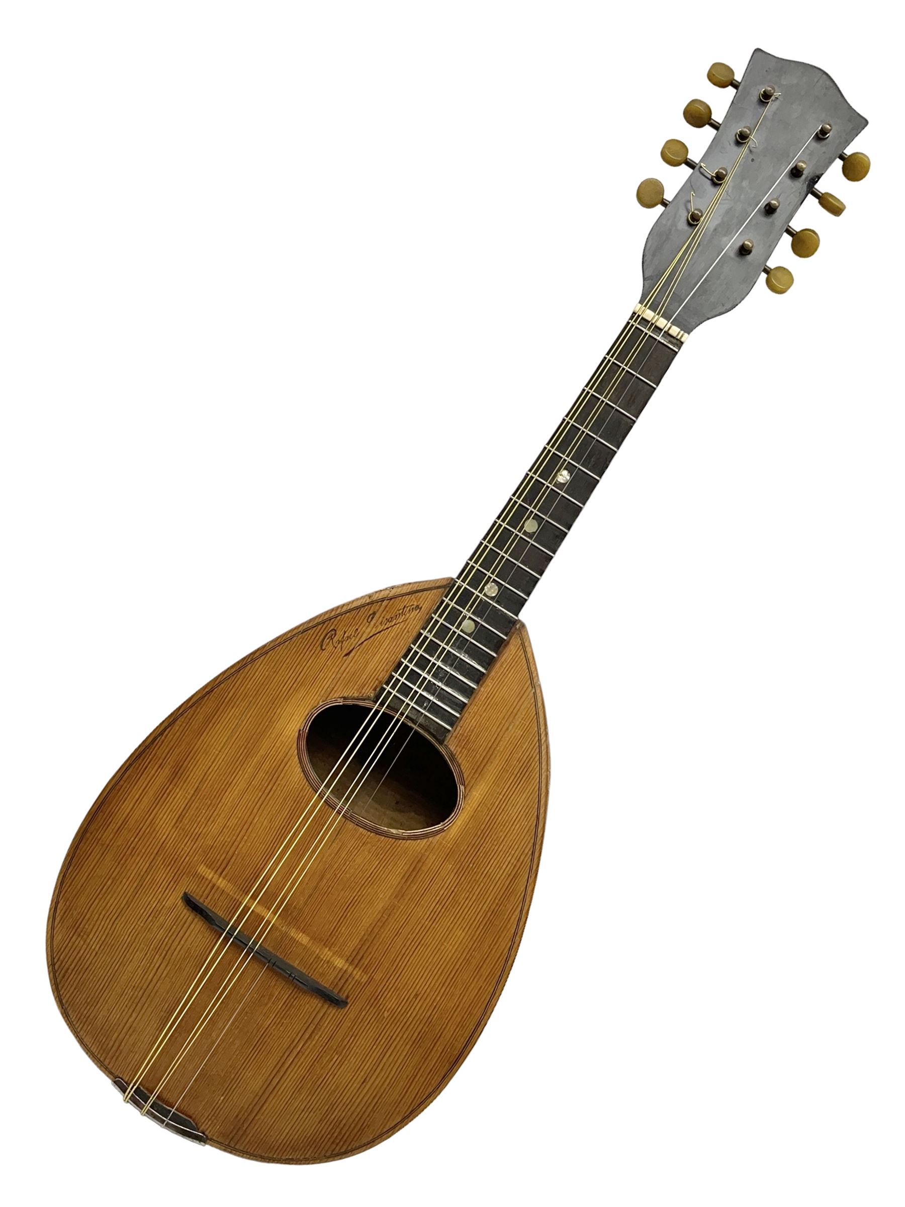 Early 20th century Italian Rafaele Disantino eight-string mandolin with two-piece back and spruce to