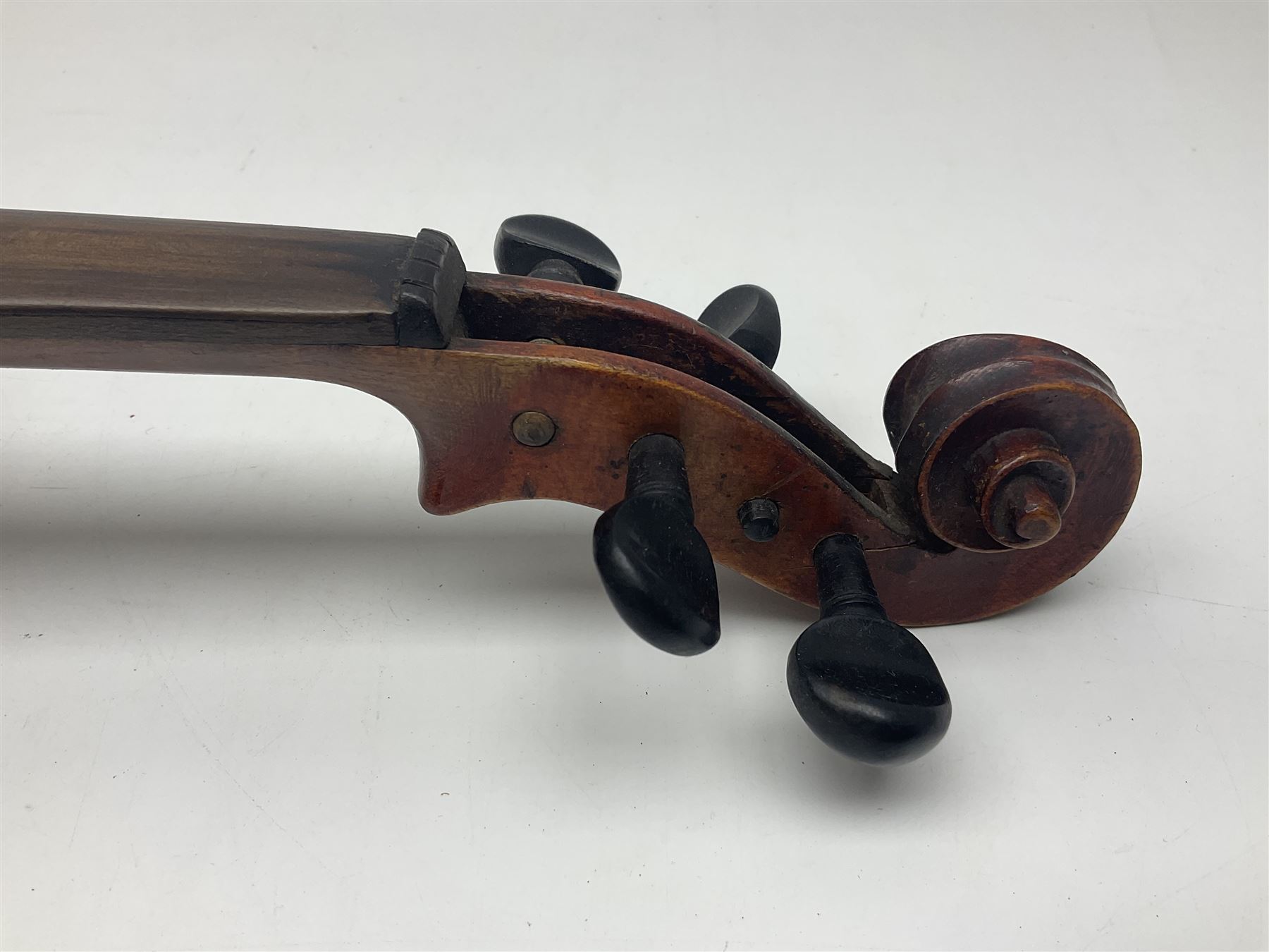 Saxony violin c1890 with 35.5cm two-piece maple back and ribs and spruce top L59cm overall; in carry - Image 9 of 15