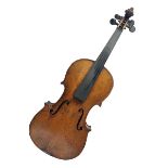 Late 19th century German trade violin c1890 with 36cm two-piece birds-eye maple back
