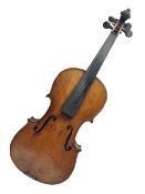 Late 19th century German trade violin c1890 with 36cm two-piece birds-eye maple back