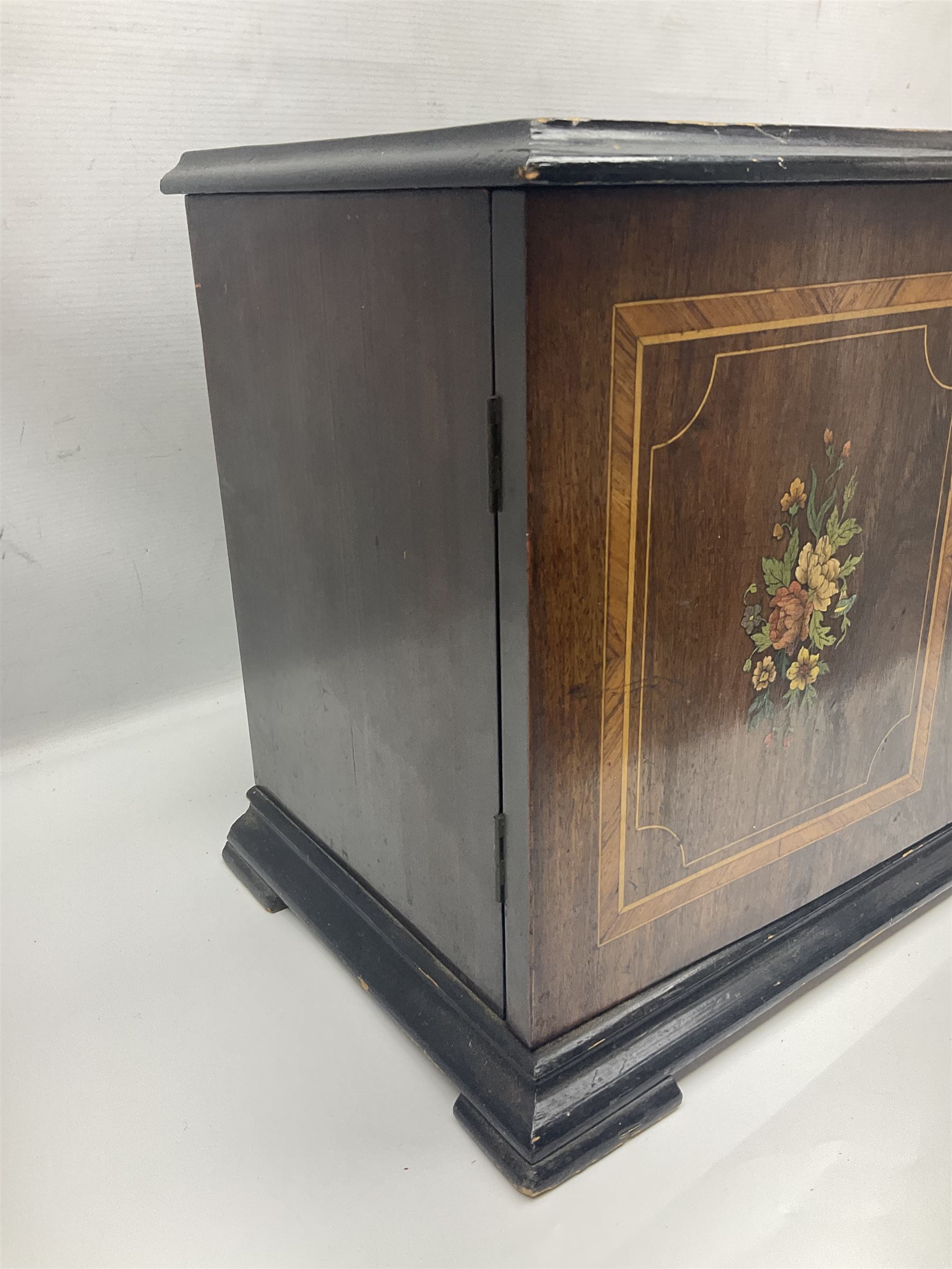 Swiss - 19th-century cylinder music box in a mahogany "buffet" style case with inlaid door panels - Image 12 of 13