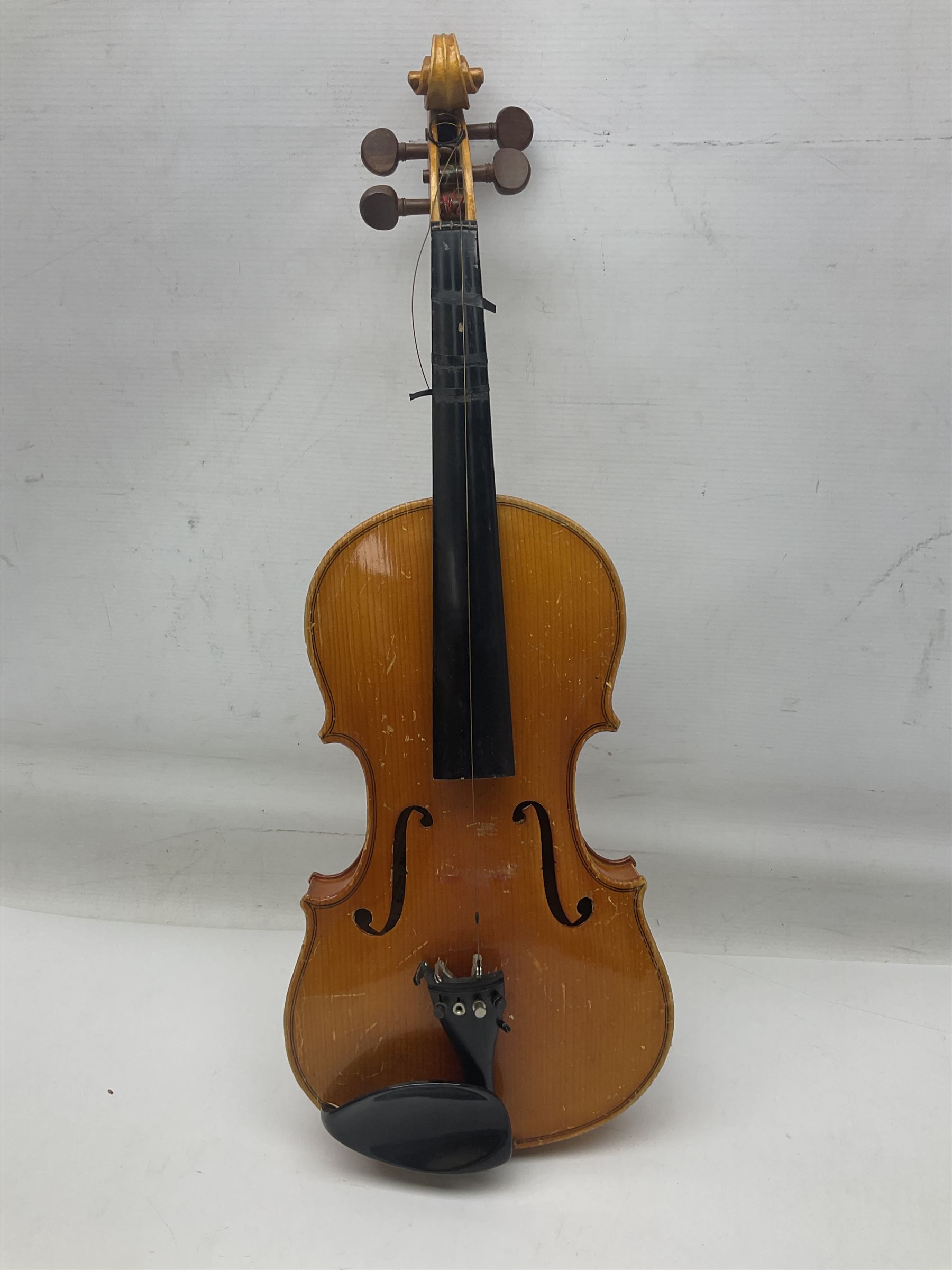 Four Chinese graduated violins - full size with 35.5cm two-piece back; three-quarter size with 33.5c - Image 29 of 34