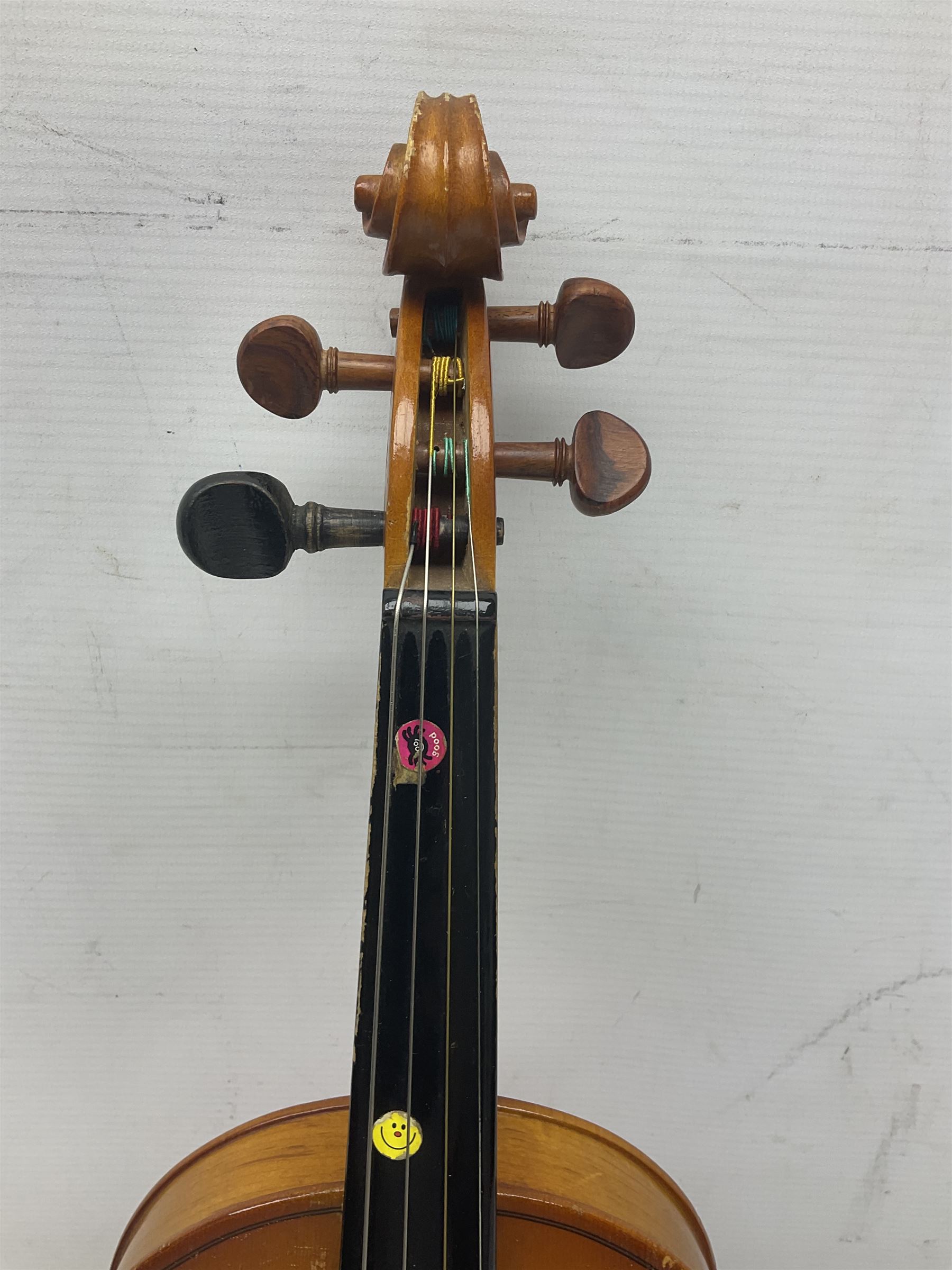 Four Chinese graduated violins - full size with 35.5cm two-piece back; three-quarter size with 33.5c - Image 6 of 34