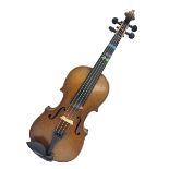 Early 20th century French half-size violin with 31cm two-piece maple back and ribs and spruce top L5