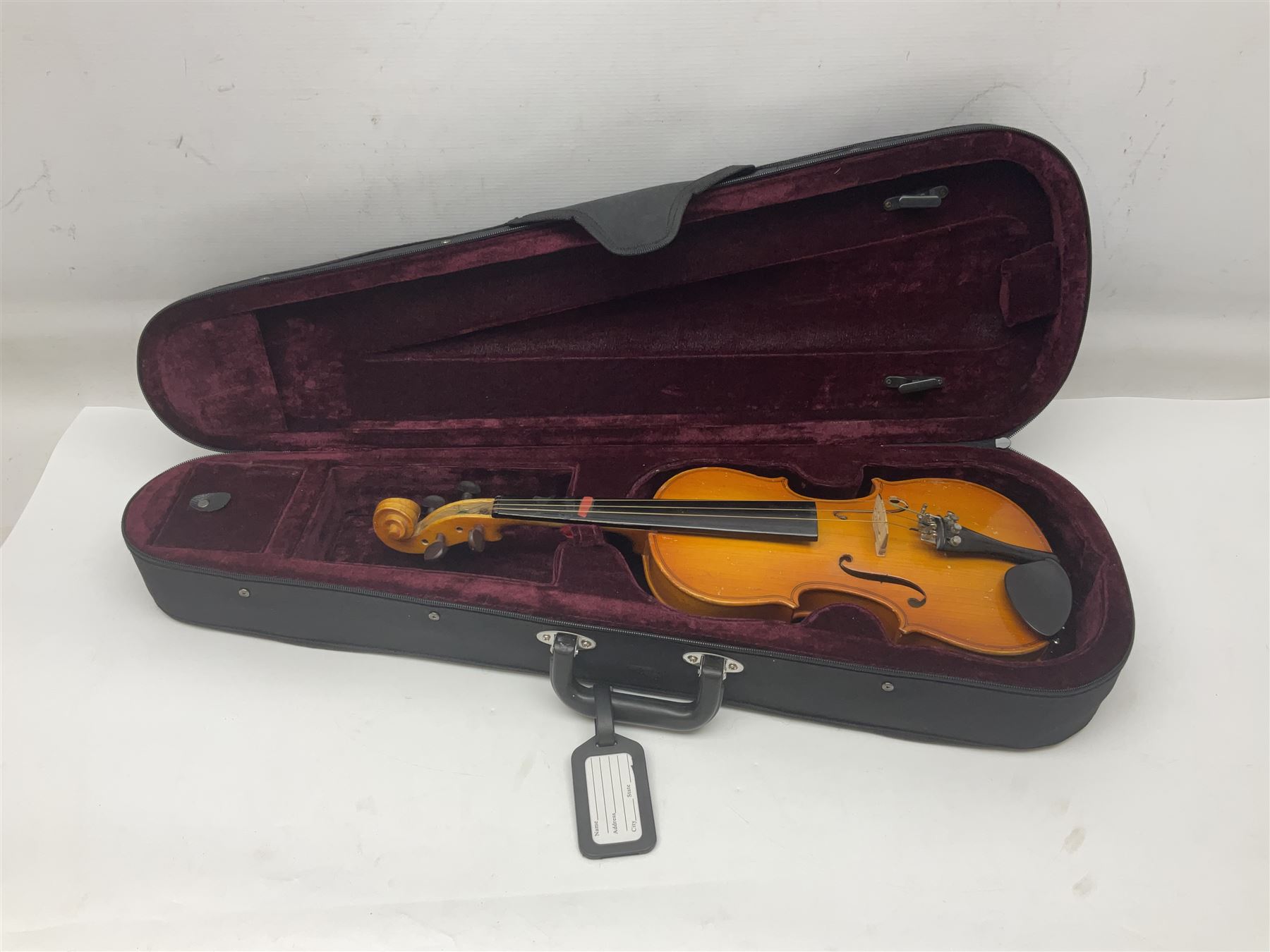 Four Chinese graduated violins - full size with 35.5cm two-piece back; three-quarter size with 33.5c - Image 18 of 34