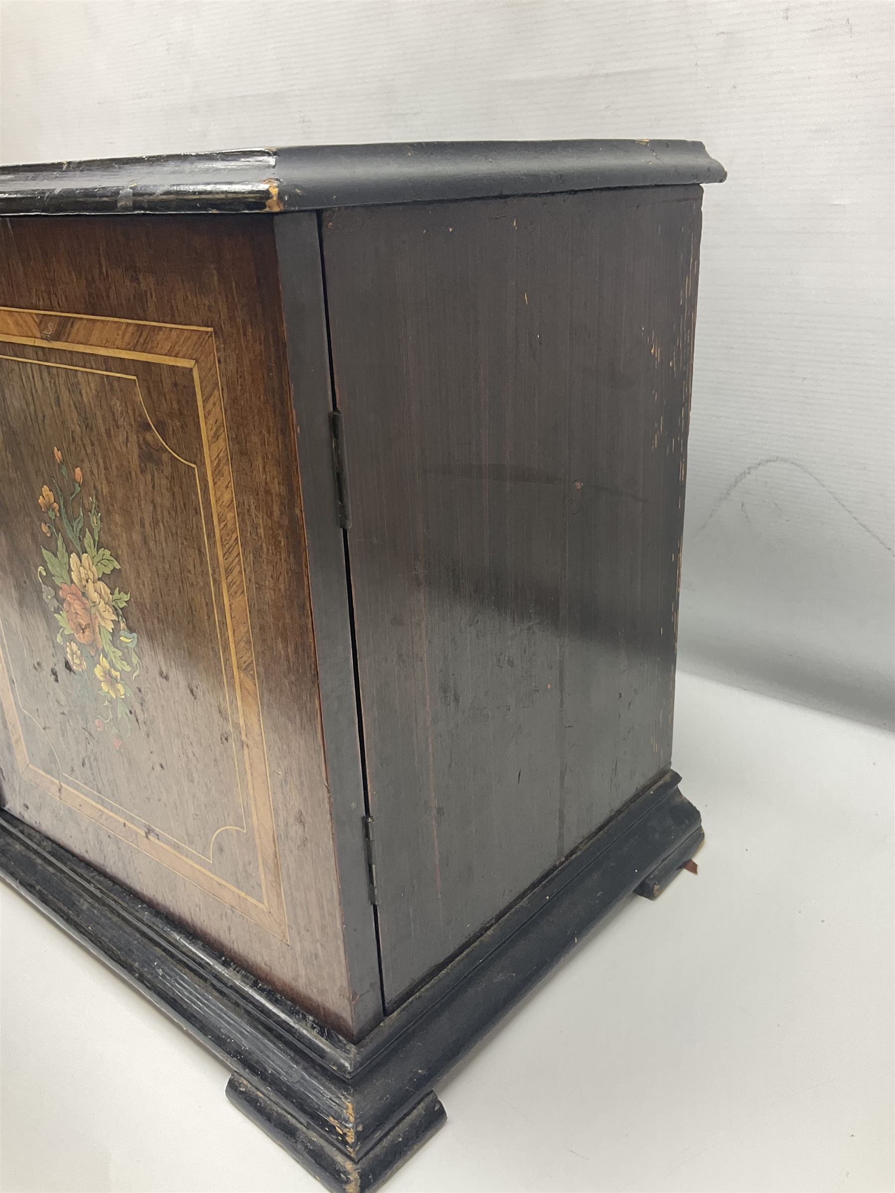 Swiss - 19th-century cylinder music box in a mahogany "buffet" style case with inlaid door panels - Image 13 of 13