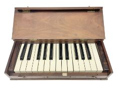 Late 19th/early 20th century clavier muet - mahogany cased mute keybpard with hinged lid L41cm