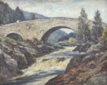 Owen Bowen (Staithes Group 1873-1967): 'A Highland Bridge - Sutherlandshire'