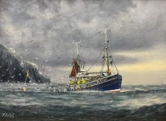 Jack Rigg (British 1927-): Kirkcaldy Trawler off the Coast