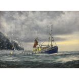 Jack Rigg (British 1927-): Kirkcaldy Trawler off the Coast