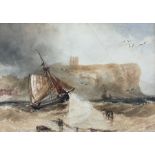 Henry Barlow Carter (British 1804-1868): Fishing Smack off Scarborough