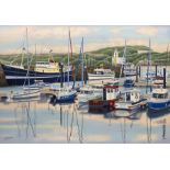 Joy Lomas (British Contemporary): 'Scarborough Harbour showing the Albert Strange Pontoons'