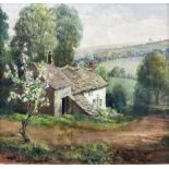 English School (Early 20th century): Cottage on a Hillside