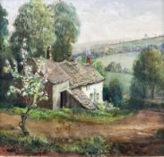 English School (Early 20th century): Cottage on a Hillside