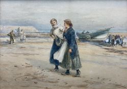 Robert Jobling (Staithes Group 1841-1923): Fisherfolk on the Beach at Cullercoats