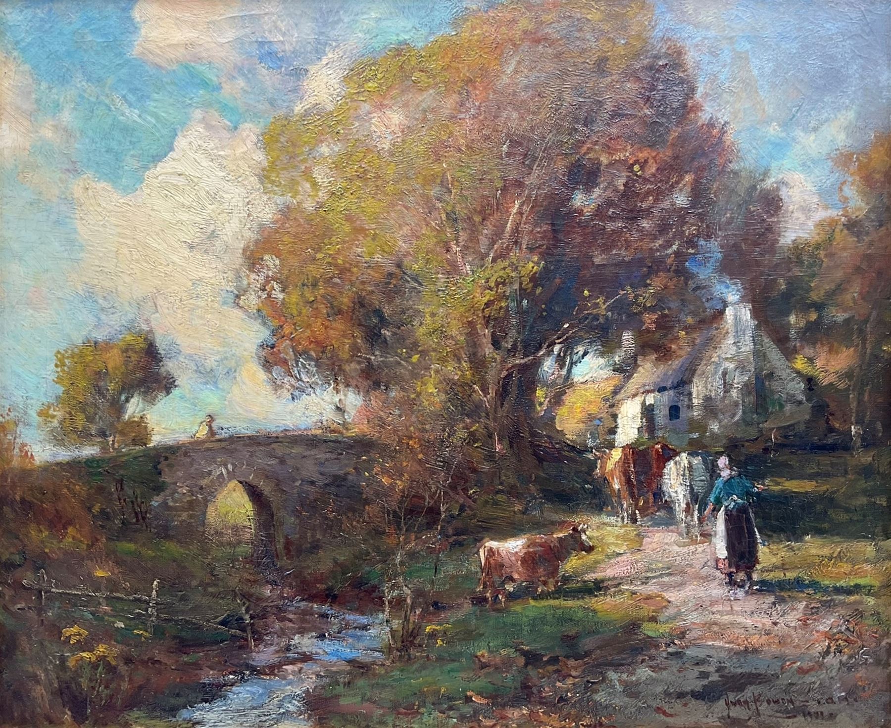 Owen Bowen (Staithes Group 1873-1967): Stone Bridge in the Isle of Man