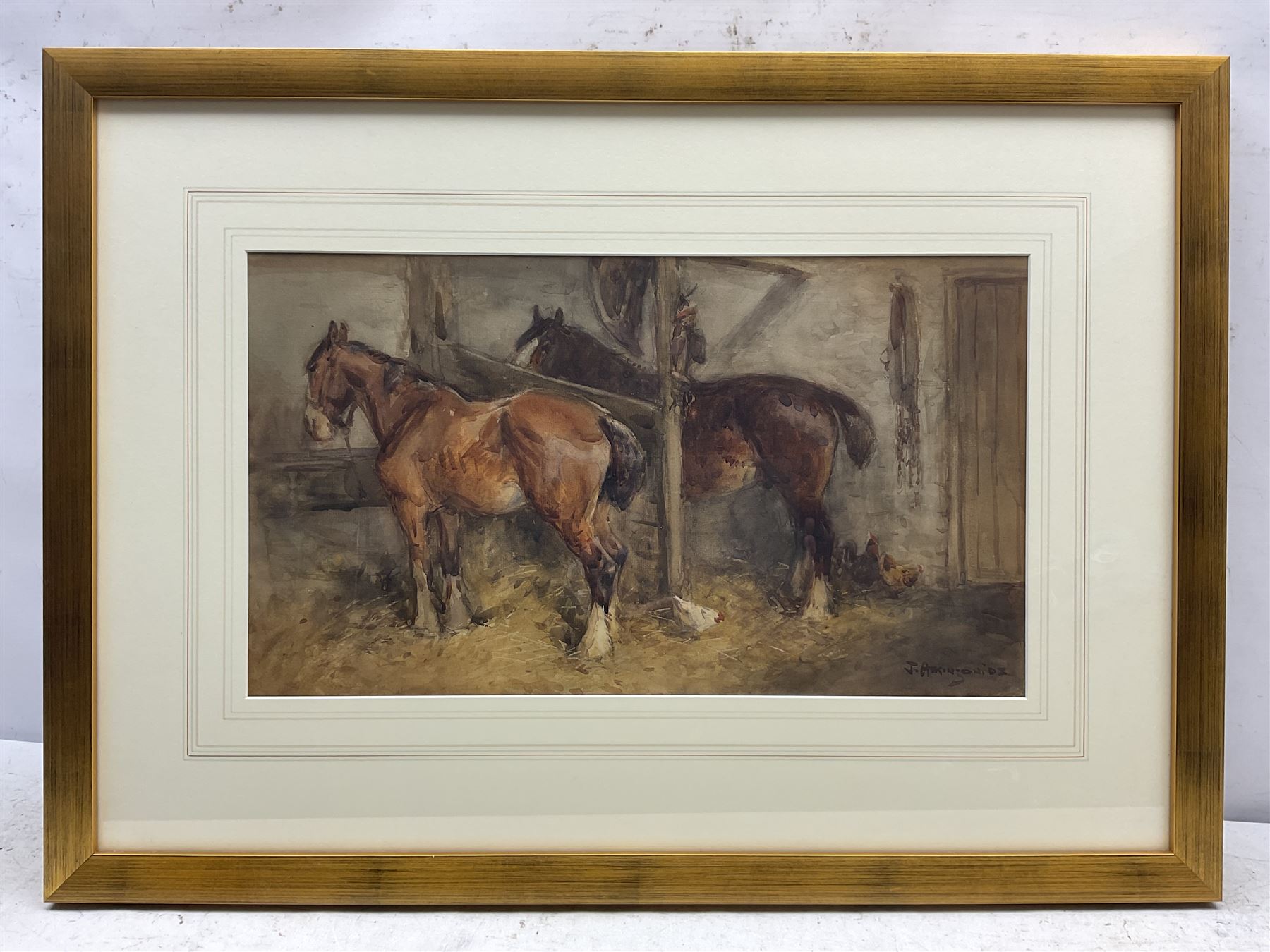 John Atkinson (Staithes Group 1863-1924): Horses in Stable Stalls - Image 2 of 4