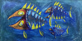 Edward Hardy 'Ted' Harrison (Canadian 1926-2015): Three Fish