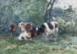 David Thomas Robertson (British 1879-1952): Cattle Resting