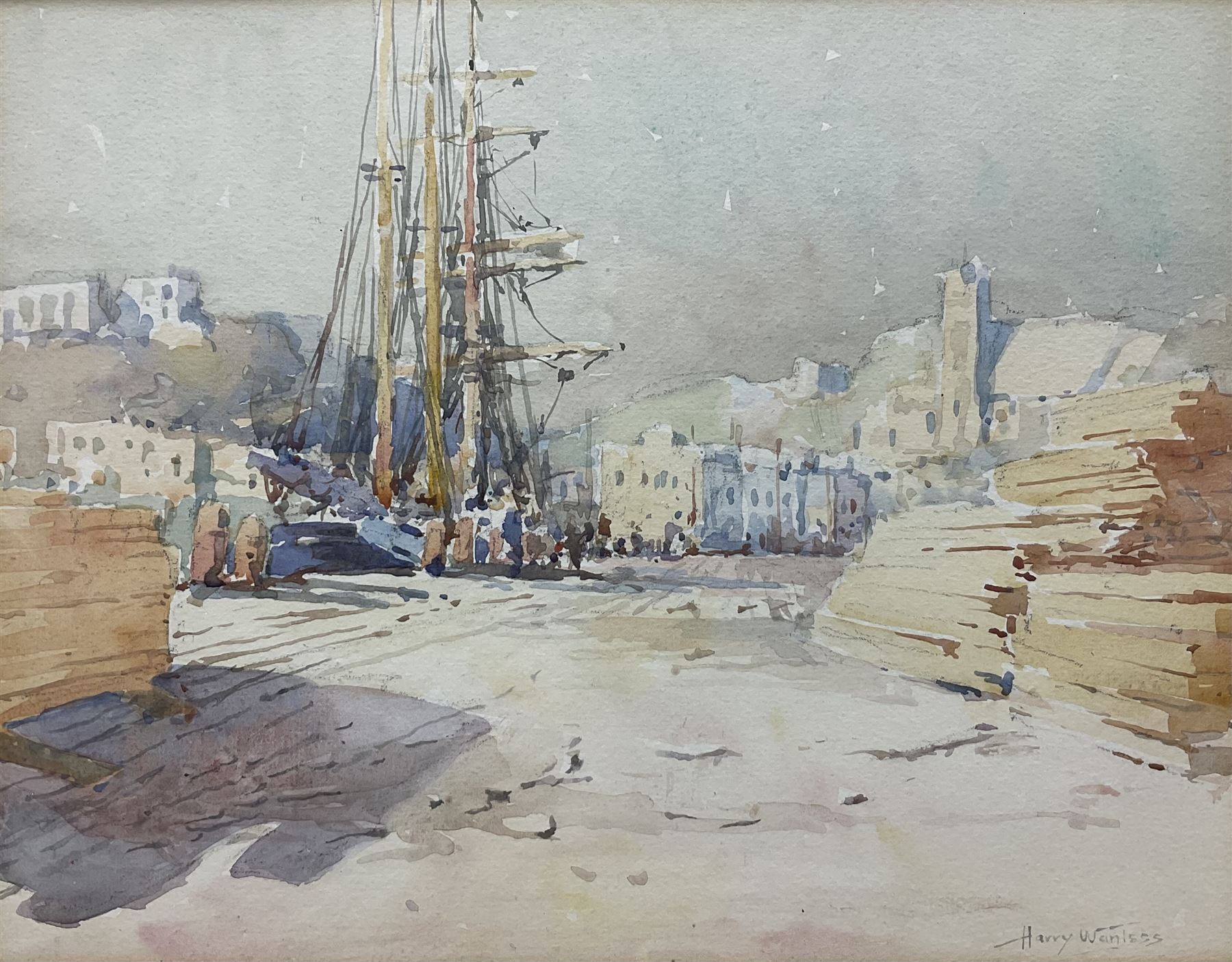 Harry Wanless (British c1872-1934): Low Tide Brixham Harbour