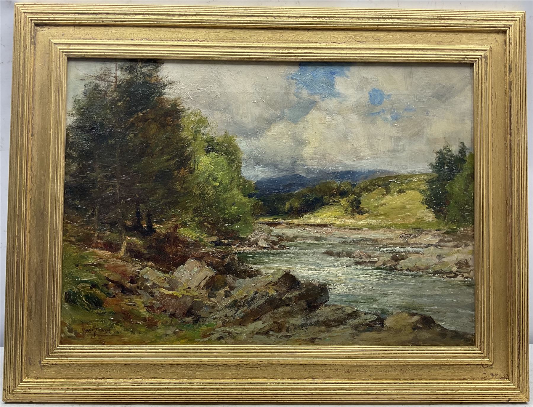 Owen Bowen (Staithes Group 1873-1967): The River Wharfe between Burnsall and Grassington - Image 2 of 4