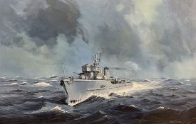 John Cooper (British 1942-): HMS Glasserton at Sea