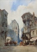 Paul Marny (French/British 1829-1914): French Town Square
