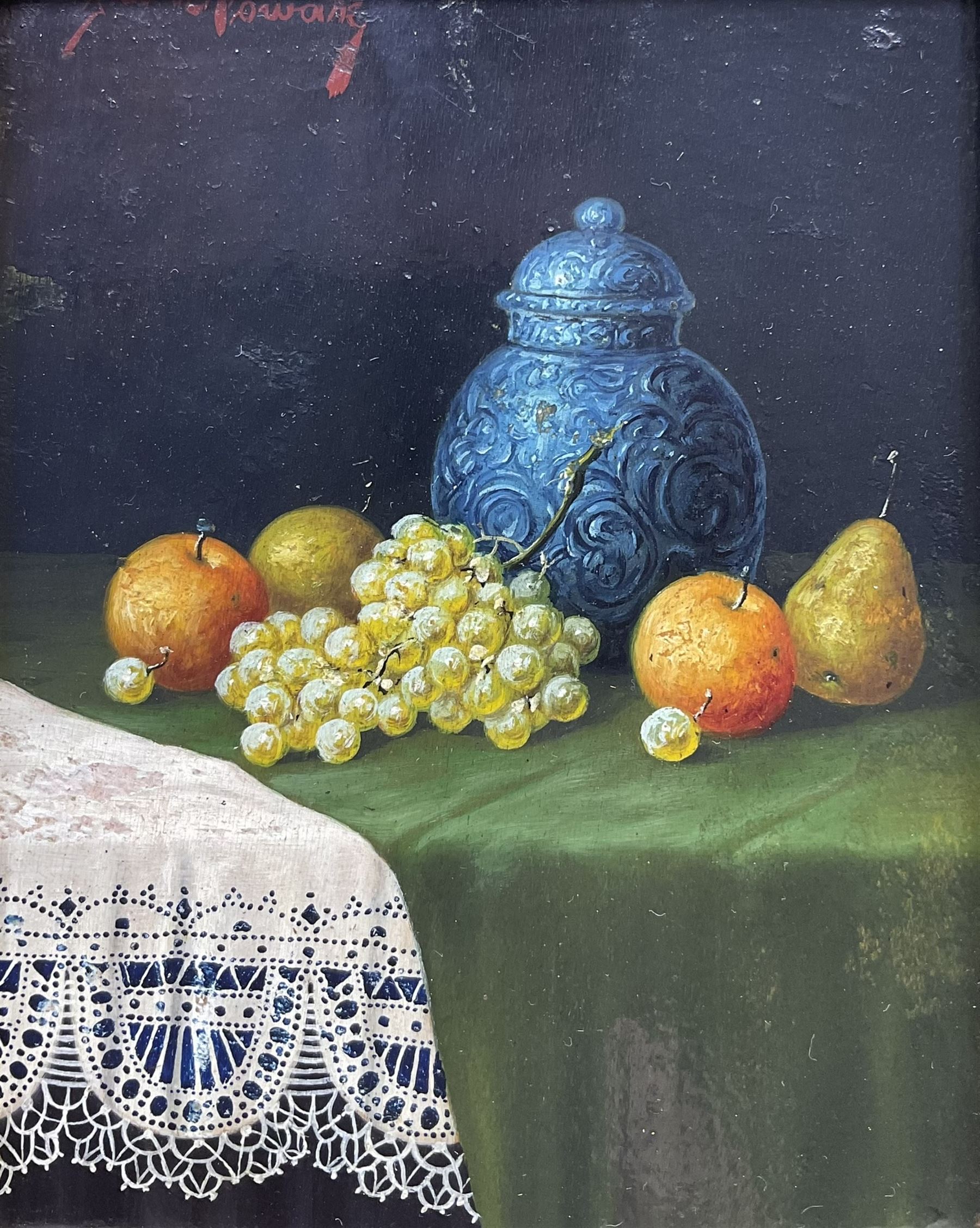 Franz Nowak (Austrian 1885-1973): Still Life of Fruit and Ginger Jar