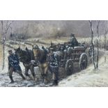 Fernand D�sir� Louis Lantoine (French 1876-1955): Soldiers Travelling by Horse and Cart in the Snow