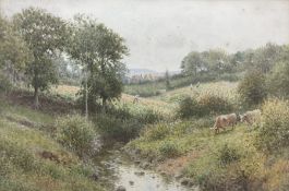 Charles Gregory (British 1849-1920): Hay Making by a Stream