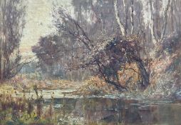 Lester Sutcliffe (British 1848-1933): Autumnal River scene