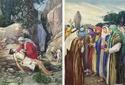 Helen Jacobs BWS (British 1888-1970): Jesus in Palestine - 'The Samaritan Bound up his Wounds' and '