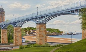 Joy Lomas (British Contemporary): Spa Bridge and the South Bay Scarborough