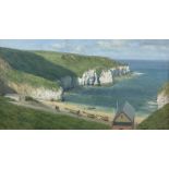 Walter Goodin (British 1907-1992): Panoramic View of 'North Landing Flamborough'