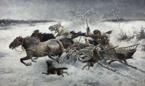 E Verestchagen (Russian 19th/20th century): Troika in the Snow